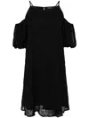 Tout A Coup Open Shoulder A-line Dress In Black