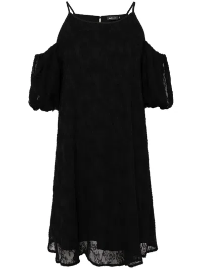 Tout A Coup Open Shoulder A-line Dress In Black