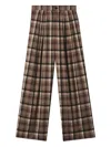 Tout A Coup Plaid-check Pleated Trousers In Brown