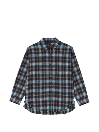 Tout A Coup Plaid Frayed-edge Shirt In Multi