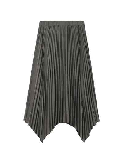 Tout A Coup Pleated Handkerchief-hem Midi Skirt In Gray