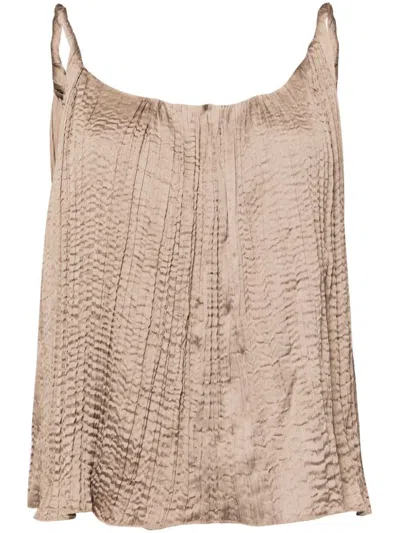 Tout A Coup Plissé-effect Sleeveless Blouse In 褐色