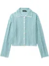 Tout A Coup Pointelle-knit Cardigan In Blue