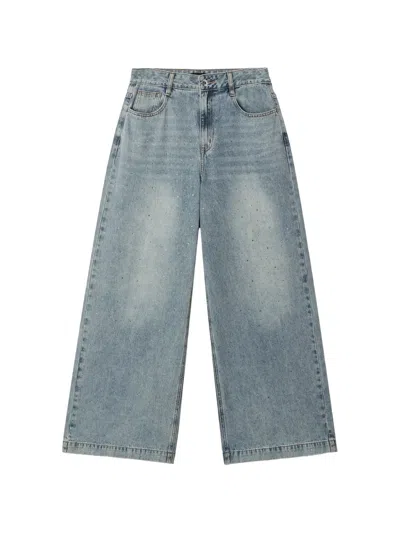 Tout A Coup Rhinestone-embellished Jeans In Blue
