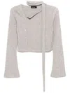 Tout A Coup Rib-knit Wrap Top In Grey