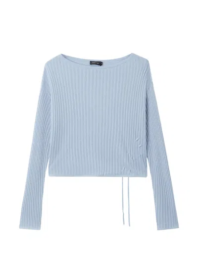 Tout A Coup Ribbed Boat-neck Sweater In Brown