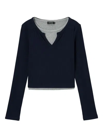 Tout A Coup Ribbed Top In Blue