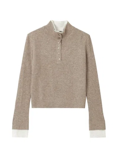 Tout A Coup Ribbed-knit Sweater In Neutral
