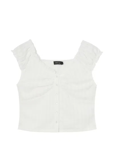 Tout A Coup Ruched Button-up Top In White