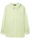 Tout A Coup Ruched-detail Button-up Shirt In Green