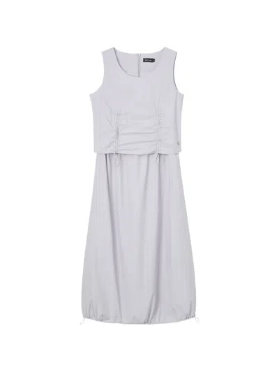 Tout A Coup Ruched Drawstring-hem Maxi Dress In Purple