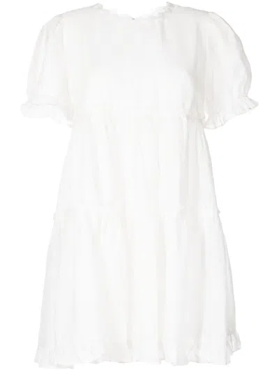 Tout A Coup Ruffle-detail Flared Dress In White