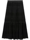 Tout A Coup Ruffle-detail Tiered Midi Skirt In Black