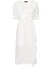 Tout A Coup Ruffle Lace-up Dress In White