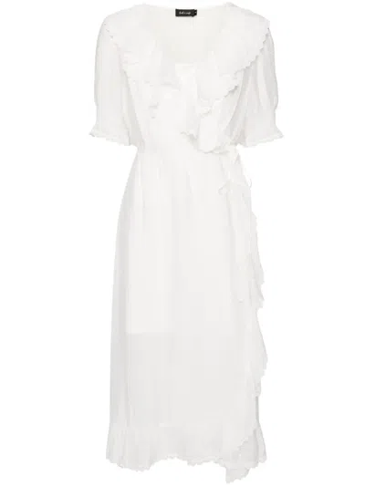 Tout A Coup Ruffle Lace-up Dress In White