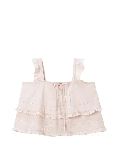 Tout A Coup Ruffled Blouse In Purple