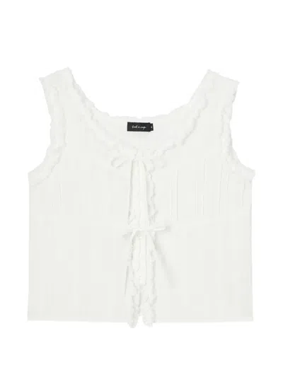 Tout A Coup Ruffled Bow-detail Top In White