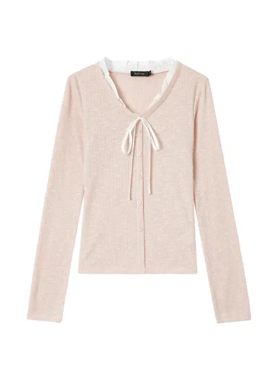 Tout A Coup Ruffled Tie-fastening Top In Neutral