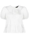 Tout A Coup Short-sleeved Ruched Blouse In White