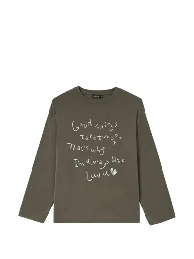 Tout A Coup Slogan-print Long-sleeve T-shirt In Brown