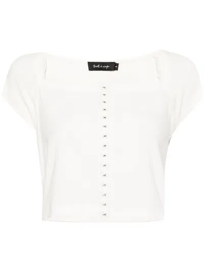 Tout A Coup Square-neck Cap-sleeves Crop Top In White