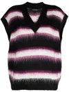 Tout A Coup Striped Brushed-effect V-neck Vest In Multicolour