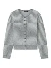 Tout A Coup Striped Button Cardigan In Gray
