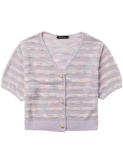 Tout A Coup Striped Cropped Cardigan In Purple