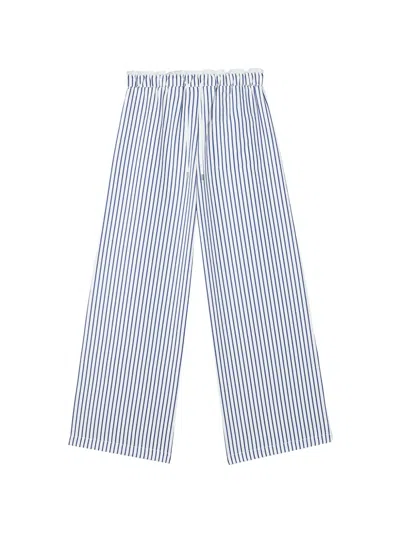 Tout A Coup Striped Drawstring-waist Wide-leg Trousers In Blue