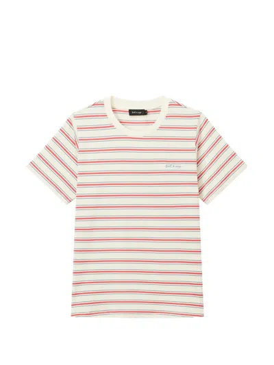 Tout A Coup Striped Embroidered-logo T-shirt In Multi