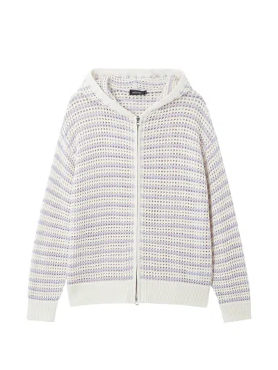 Tout A Coup Striped Hoodie In White