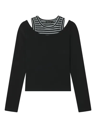 Tout A Coup Striped Layered T-shirt In Black