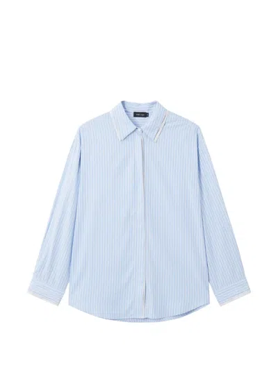 Tout A Coup Striped Long-sleeve Shirt In Blue