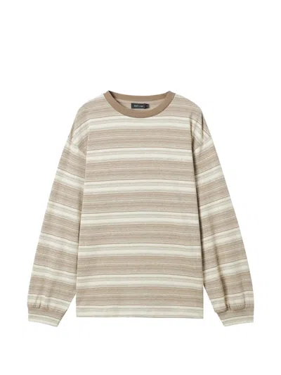 Tout A Coup Striped Long-sleeved Sweatshirt In Gray