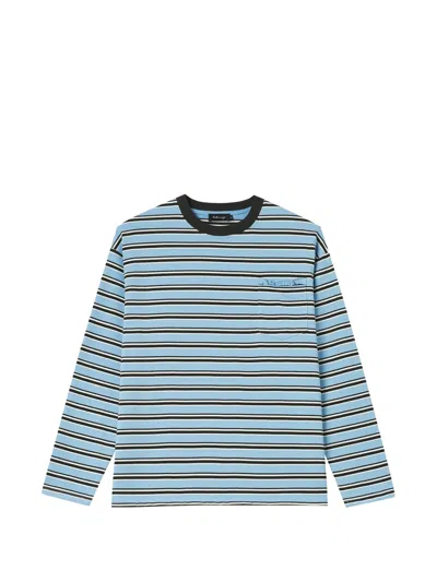 Tout A Coup Striped Ruffled-pocket T-shirt In Multi