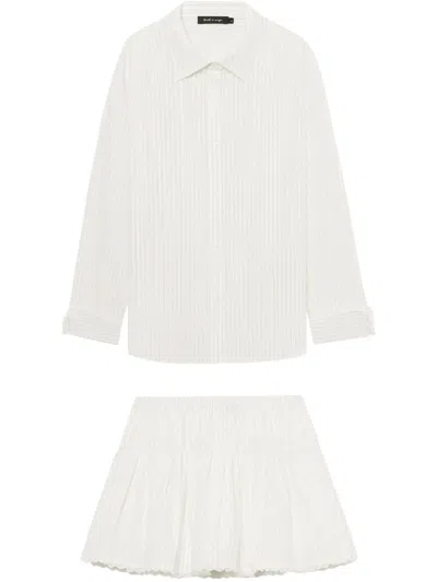 Tout A Coup Striped Shirt Set In White