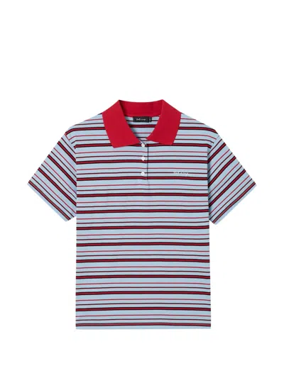 Tout A Coup Striped Short-sleeve Polo Shirt In Blue