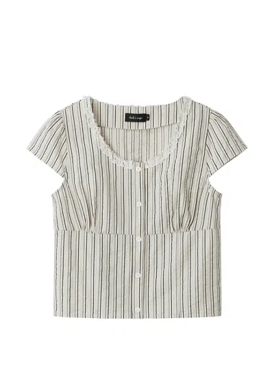 Tout A Coup Stripe-print Lace-trim Blouse In White