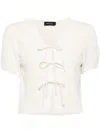 Tout A Coup Textured Front-tie T-shirt In 白色
