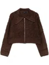 Tout A Coup Textured Zip-up Cardigan In Brown