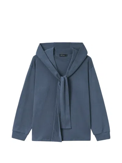 Tout A Coup Tie-detail Long-sleeve T-shirt In Blue
