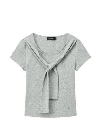 Tout A Coup Tie-detail T-shirt In Gray