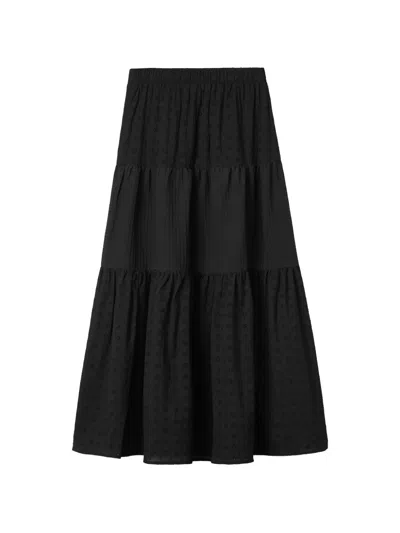 Tout A Coup Tiered Textured Skirt In Black