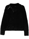 Tout A Coup Turned Up Neck Sweater In Black