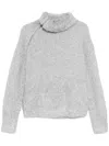 Tout A Coup Turned Up Neck Sweater In Grey