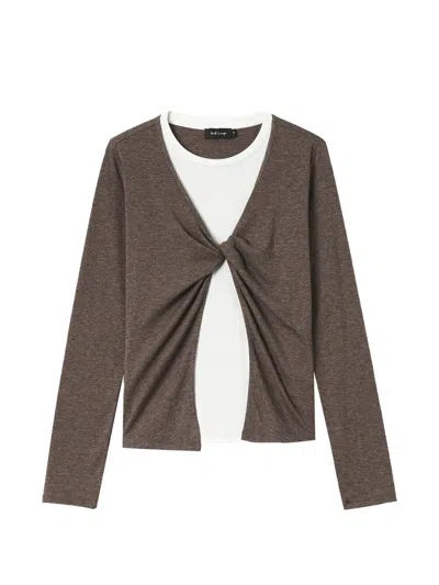 Tout A Coup Twist-detail Layered Top In Brown