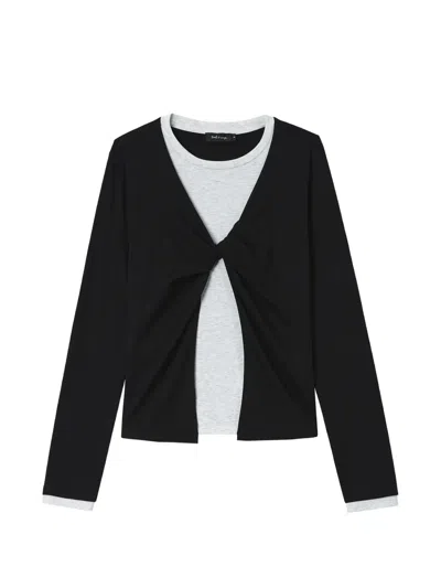 Tout A Coup Twist-detail Layered T-shirt In Black