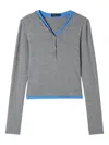 Tout A Coup V-neck Long-sleeves T-shirt In Gray