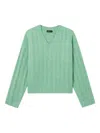 Tout A Coup V-neck Ribbed Sweater In Green