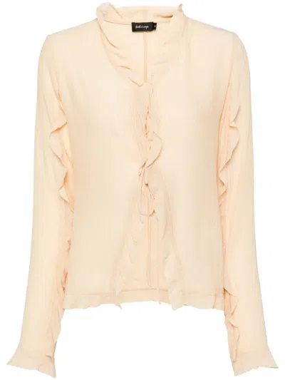 Tout A Coup V-neck Ruffle-detail Blouse In Neutrals